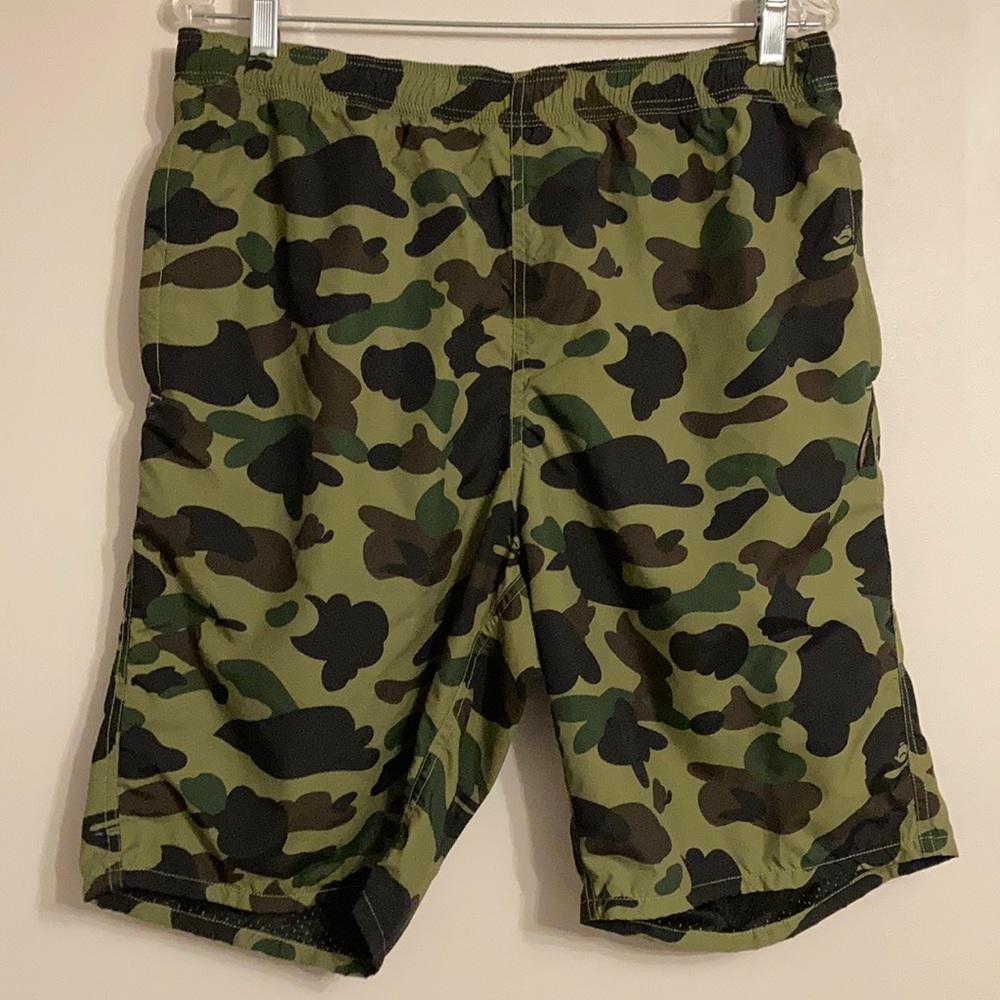 A BATHING APE Mens Camouflage Track Shorts